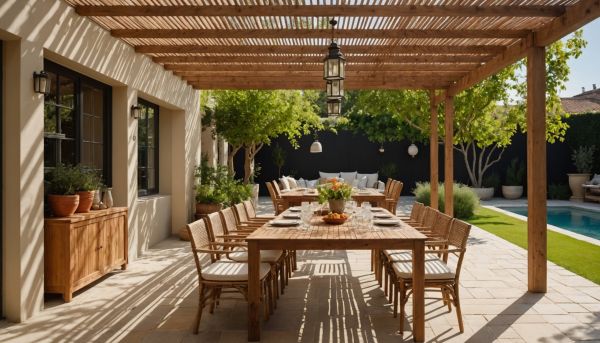 Des espaces extérieurs ombragés sous les pergolas